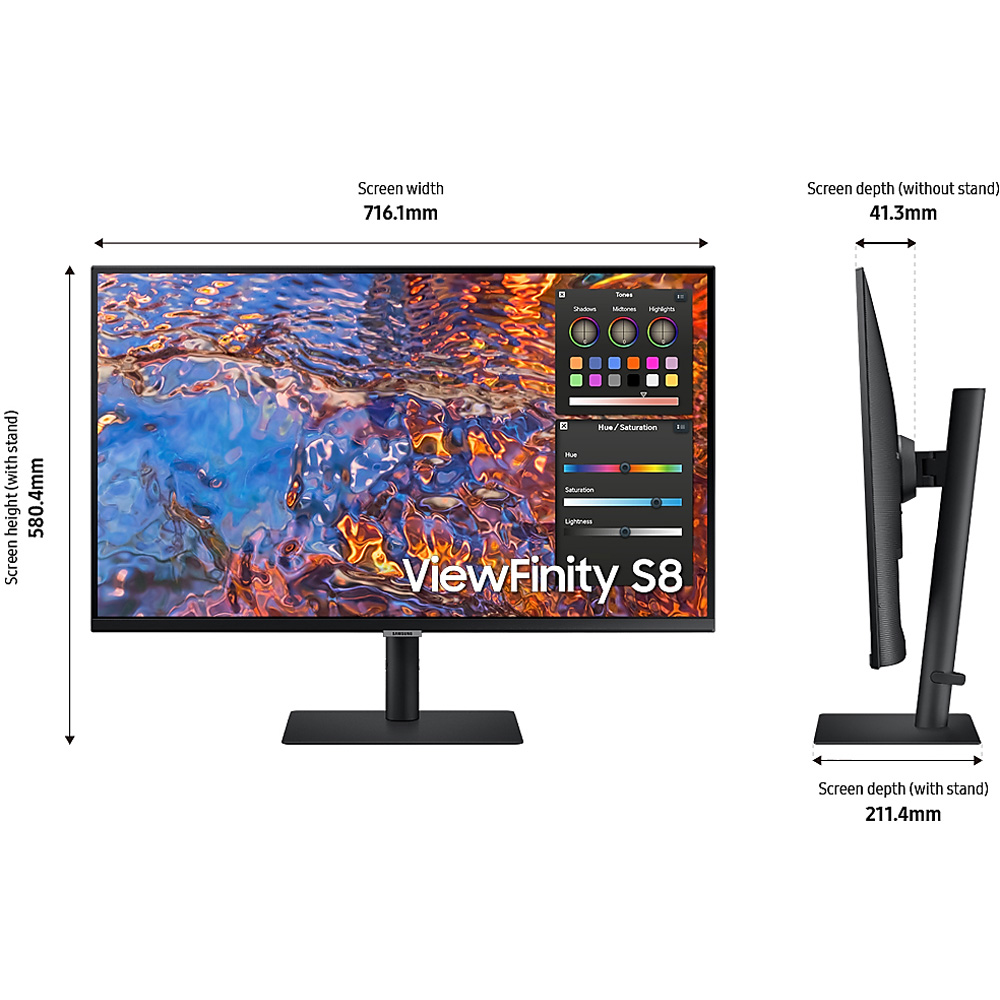 Màn Hình Samsung ViewFinity S8 LS32B800PXEXXV (32"/ 4K/ IPS/ 60Hz/ 5ms/ 350nits/ HMDI+DP/ Phẳng)