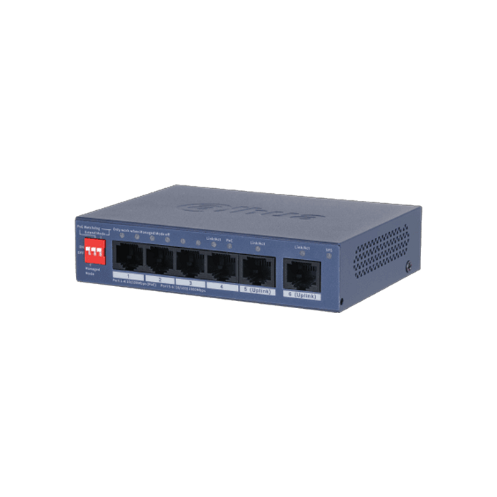 Switch PoE 4 port DAHUA DH-CS4006-4ET2ET-60 (4 cổng PoE 100Mbps + 2 cổng uplink 1GB)